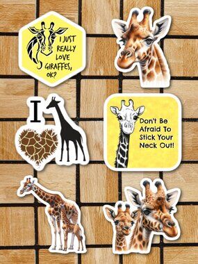 Animal Giraffe Sticker Pack of 6 Vinyl Stickers Waterproof Die Cut Sticker Set